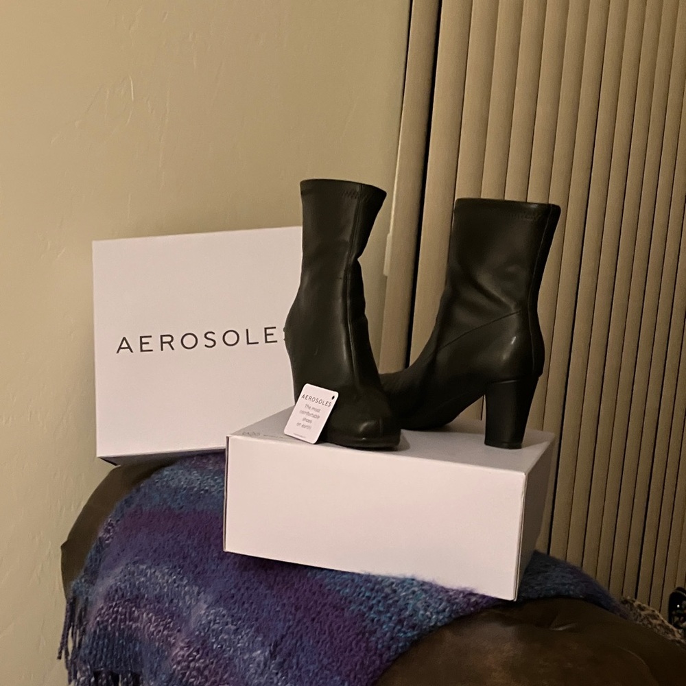 AEROSOLES Black Heeled Boots for Women